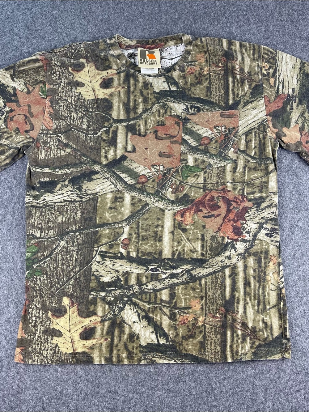 Russell Outdoors Shirt Mens L Breakup Infinity Camouflage Pocket Tshirt Y2K